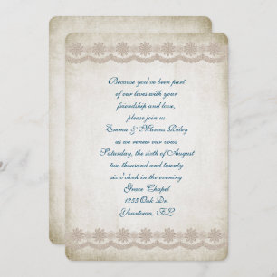 old-fashioned wedding lace border vow renewal invitation