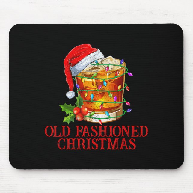 Old Fashioned Whiskey Christmas Funny Bourbon Tail Mouse Pad (Front)