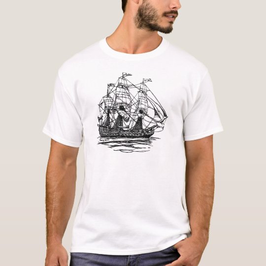 Old-Fashioned Wooden Ship Sailing on the Water T-Shirt | Zazzle.com