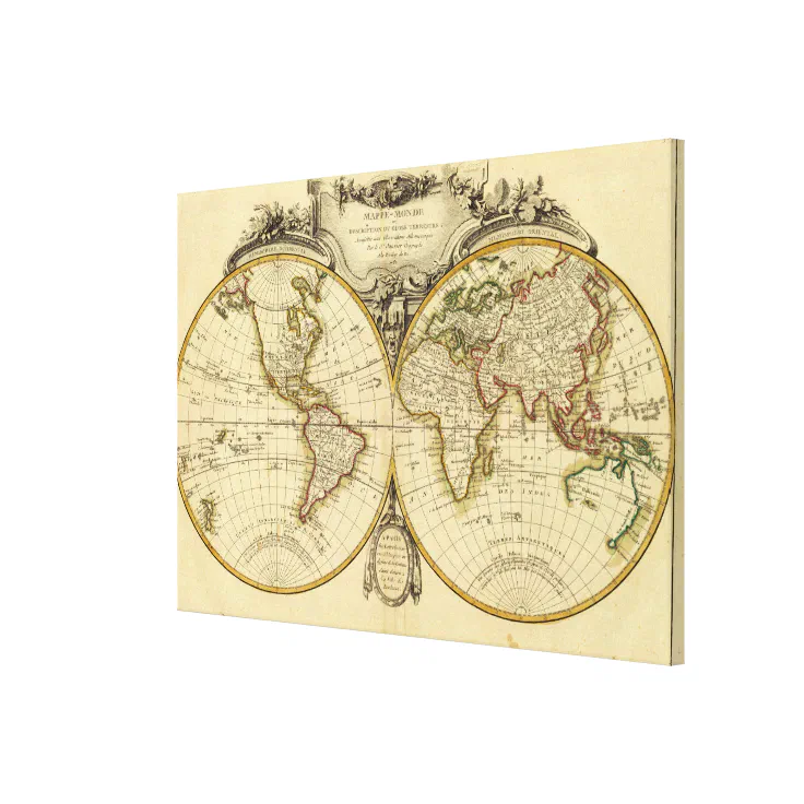 Old Fashioned World Map (1782) Canvas Print | Zazzle