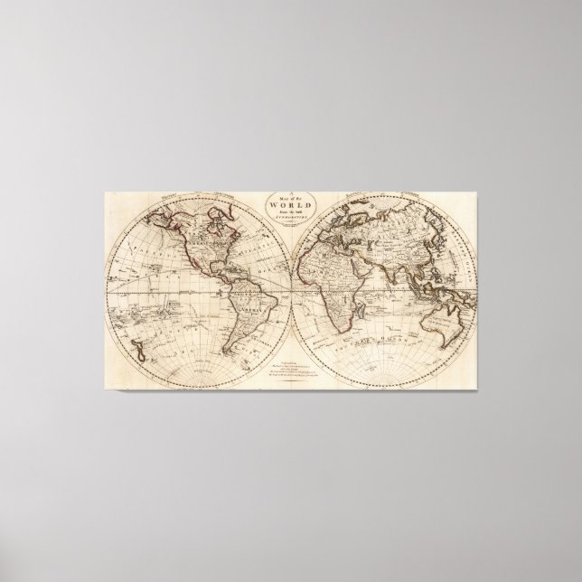 Old Fashioned World Map (1795) Canvas Print (Front)