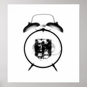 Old Fashioned X-Ray Clock Black White Poster