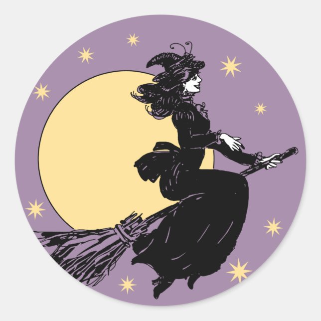 Old Fashoned Witch Classic Round Sticker (Front)