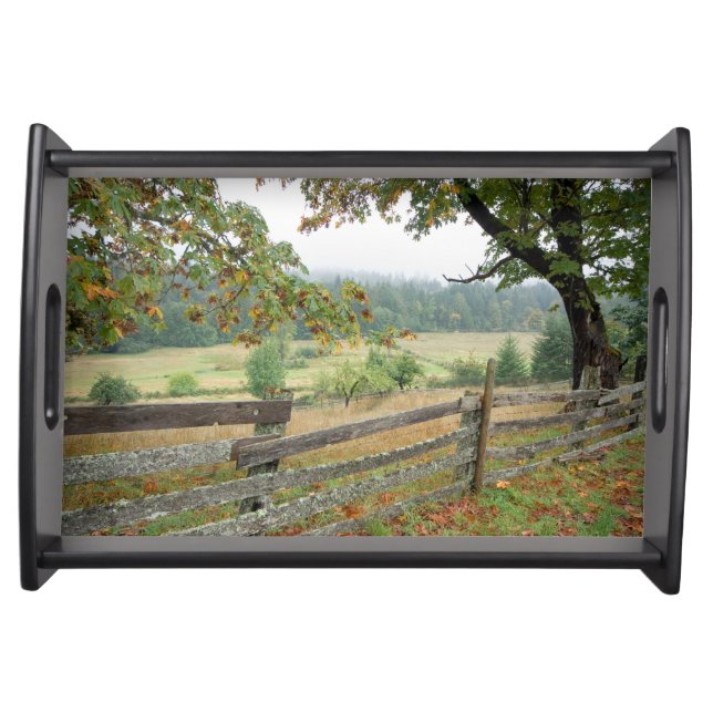 Old Fence On A Farm Serving Tray (Front)
