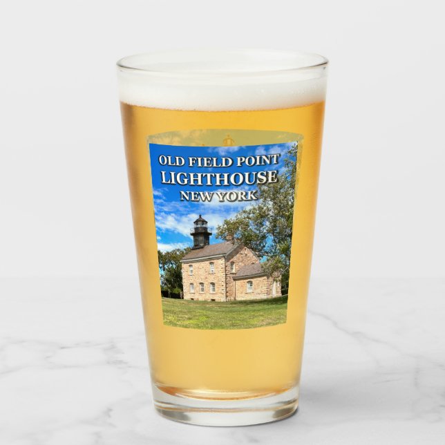 Old Field Point Lighthouse, New York Pint Glass (Front Filled)