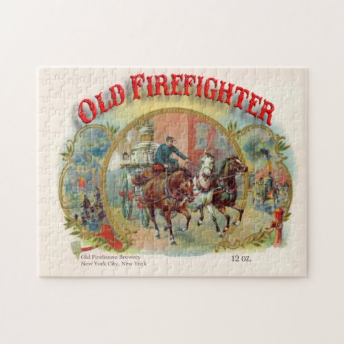 Old Firefighter Vintage Victorian Label Puzzle