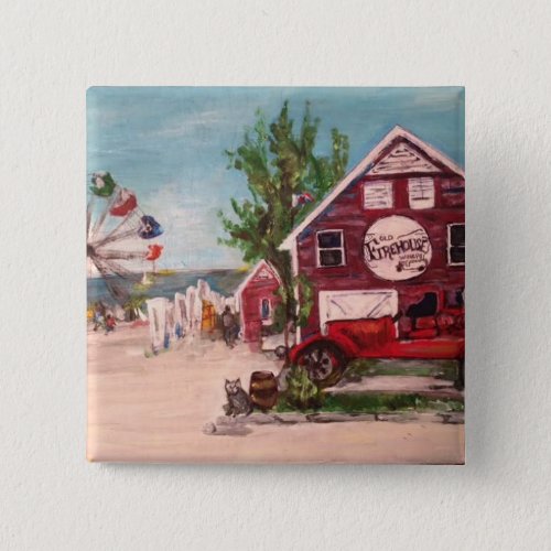 Old Firehouse Geneva Painting on a Button