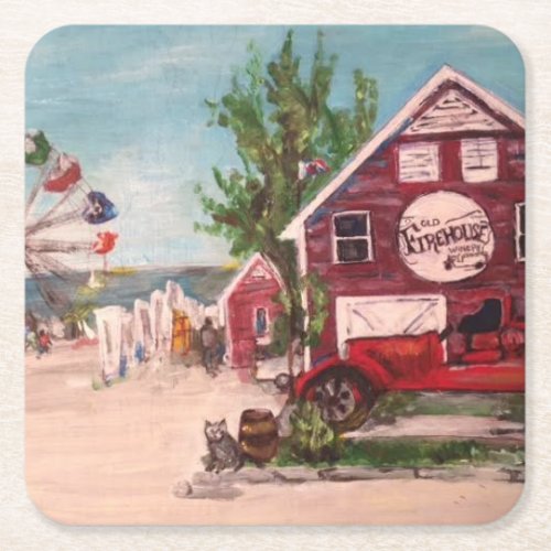Old Firehouse Geneva Painting on a Coaster