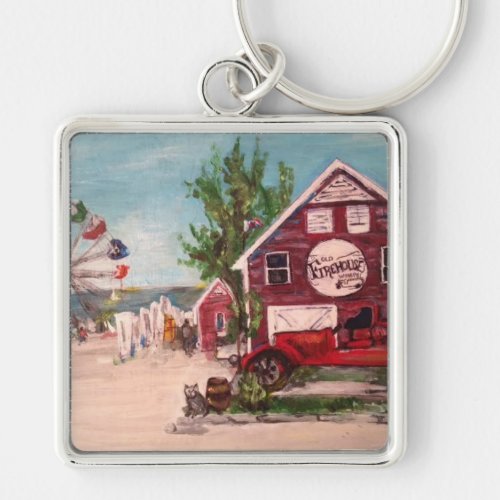 Old Firehouse Geneva Painting on a keychain