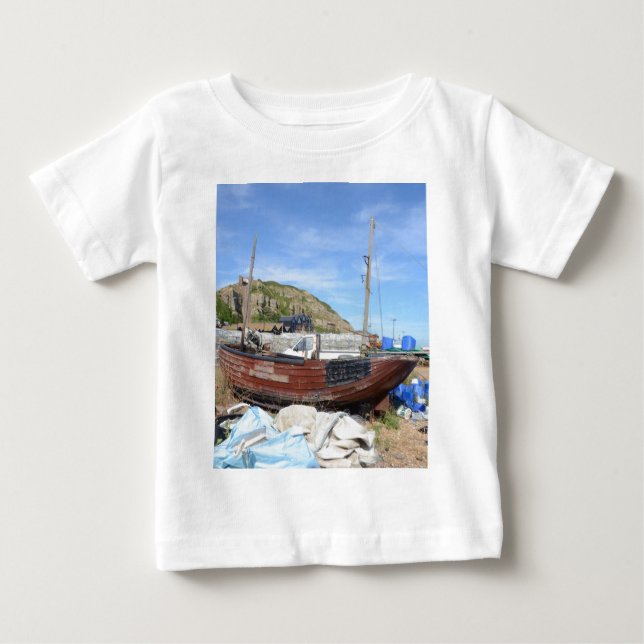 Old Fishing Boat On The Beach Baby T-Shirt (Front)