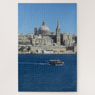 Old Fishing Boat Valletta Harbour Landscape Malta Jigsaw Puzzle
