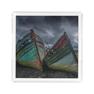 Old Fishing Boats Acrylic Tray