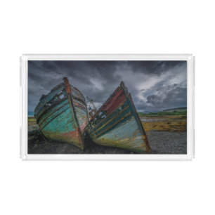 Old Fishing Boats Acrylic Tray