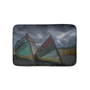 Old Fishing Boats Bathroom Mat