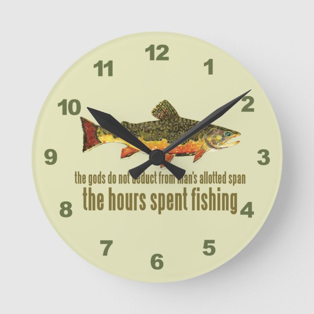 Old Fishing Saying Round Clock (Front)