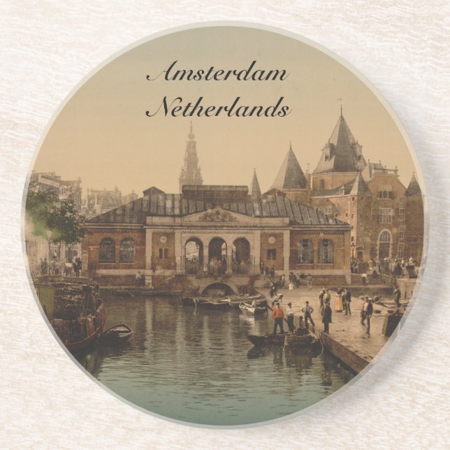 Old Fishmarket and Bourse, Amsterdam, Netherlands Coaster (Front)