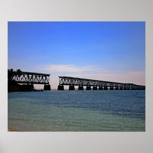 Old Flagler Railroad Trestle in Slihouette Poster