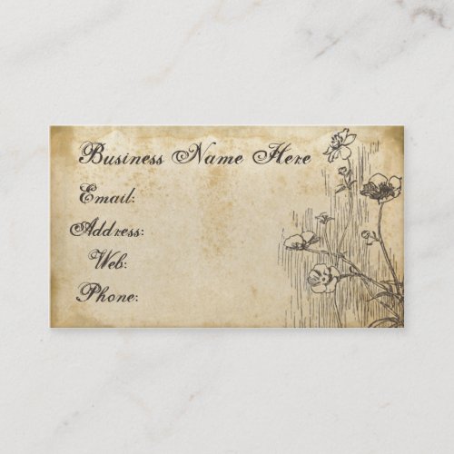 Old Floral Grungy Paper Business Card