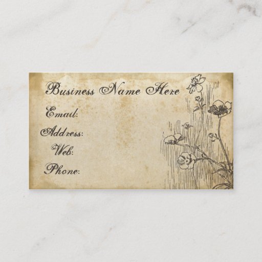 Customizable Old Floral Grungy Paper Business Card