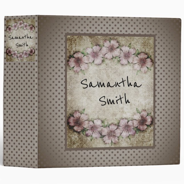 Old floral Wallpaper 3 Ring Binder (Front/Spine)