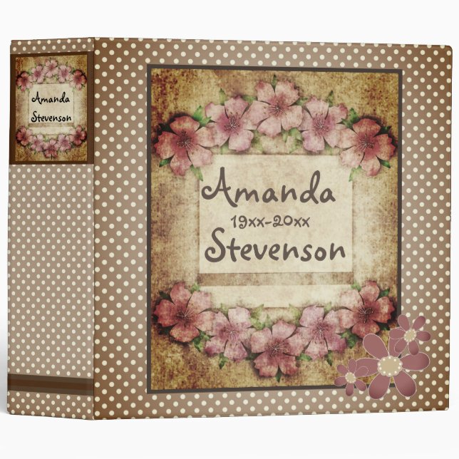 Old floral Wallpaper 3 Ring Binder (Front/Spine)