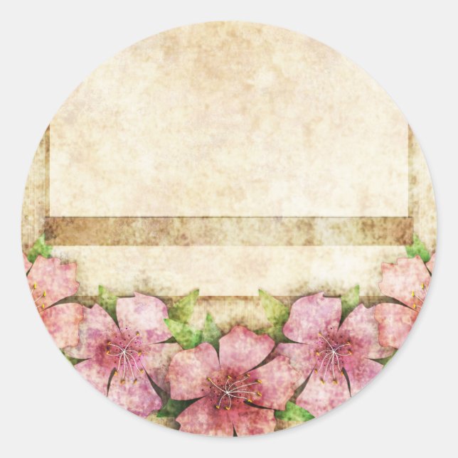 Old floral Wallpaper Classic Round Sticker (Front)