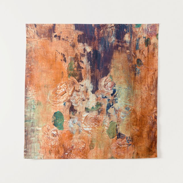Old floral wallpaper, grunge vignette. tapestry (Front)