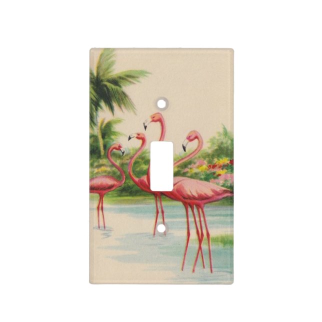Old Florida Flamingo Light Switch Cover (Front)