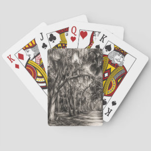Old Florida Oak Hammock Graphite Sketch Rockledg Poker Cards