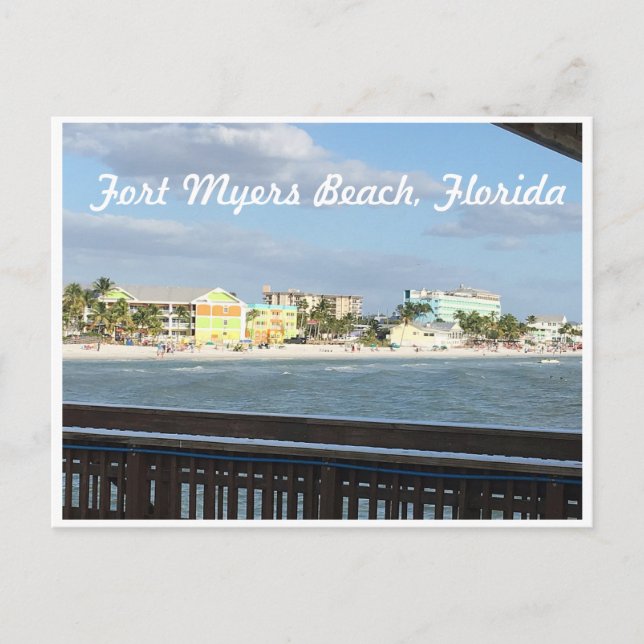 Old Fort Myers Beach, Florida photo from the Pier Postcard (Front)