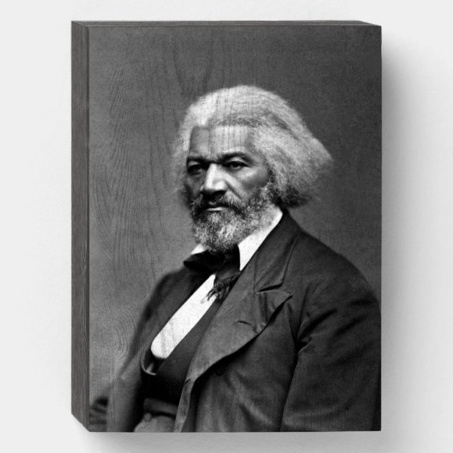 Old Fr3d3rick Bailey Douglas African American Hero Wooden Box Sign (Front Vertical)
