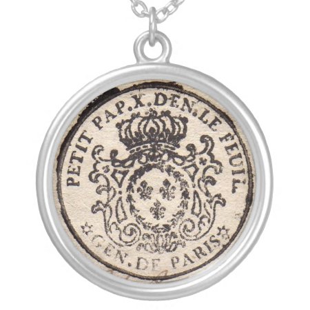 Old French Document Pendant Necklace