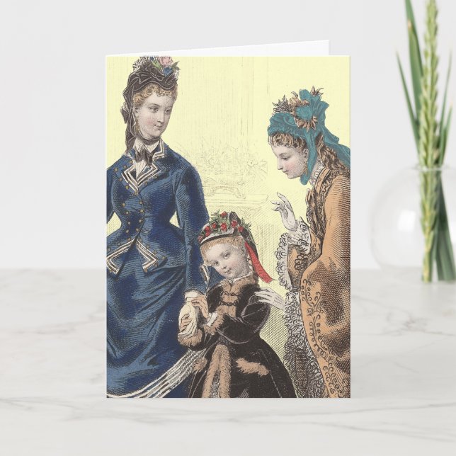 Old French Fashion Illustration by Heloise Leloir Card (Front)