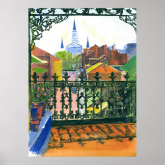 Old French Quarter Balcony New Orleans Poster