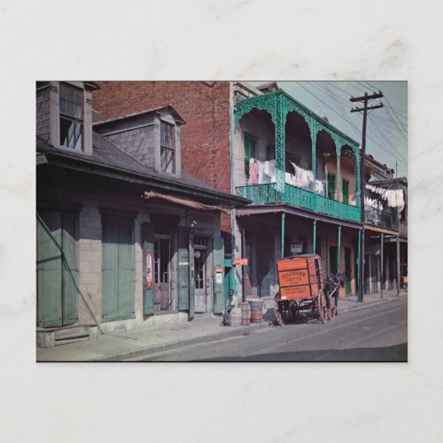 Old French Quarter Coffee Delivery Cart Postcard