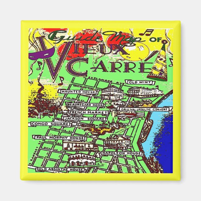Old French Quarter MAp Magnet (Front)