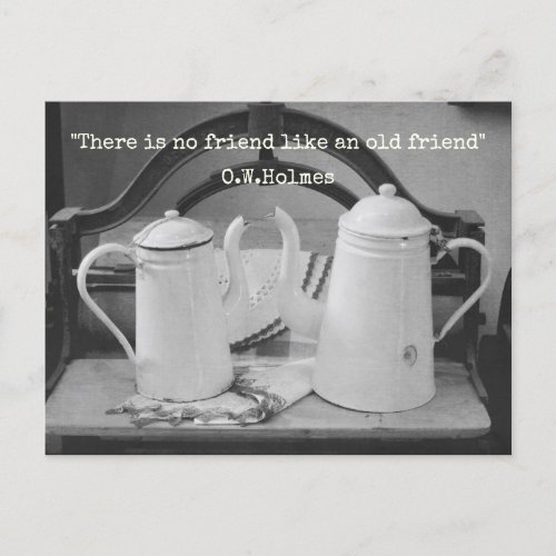 Old Friend Vintage Enamelware CoffeeTea Pots Po Postcard