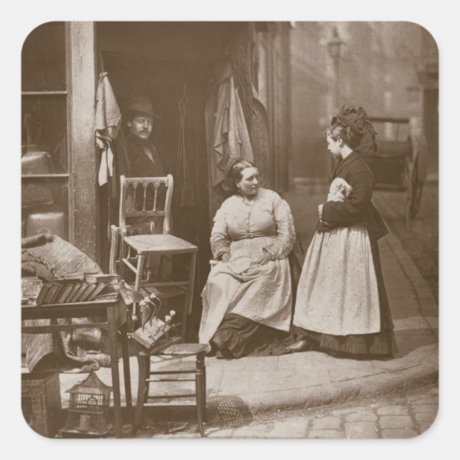 Old Furniture, from 'Street Life in London', 1877- Square Sticker (Front)
