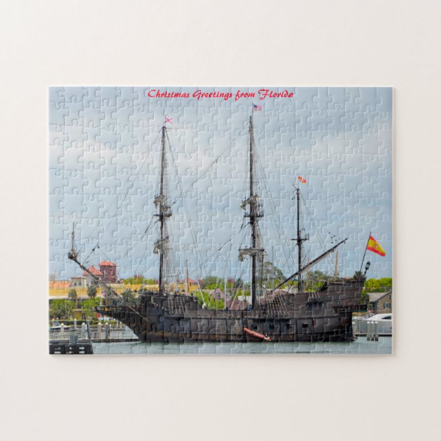 Old Galleon Ship Florida. Christmas Greetings Jigsaw Puzzle (Horizontal)