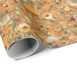 Old Garden Orange Pattern Wrapping Paper<br><div class="desc">This gorgeous orange roses garden pattern is perfect to elevate your gift for weddings,  anniversaries,  bridal showers,  baby showers,  and birthdays. Design was inspired by Victorian book covers but made with highly detailed real pictures of roses,  peonies,  and kumquats.</div>