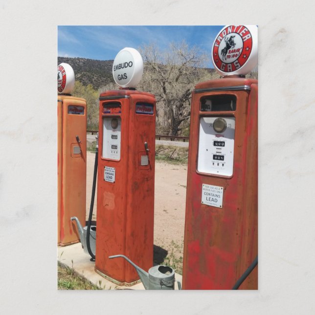 Old gas pumps photo postcard (Front)