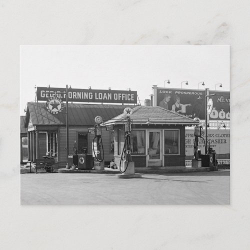 Old Gas Station 1920s Postcard
