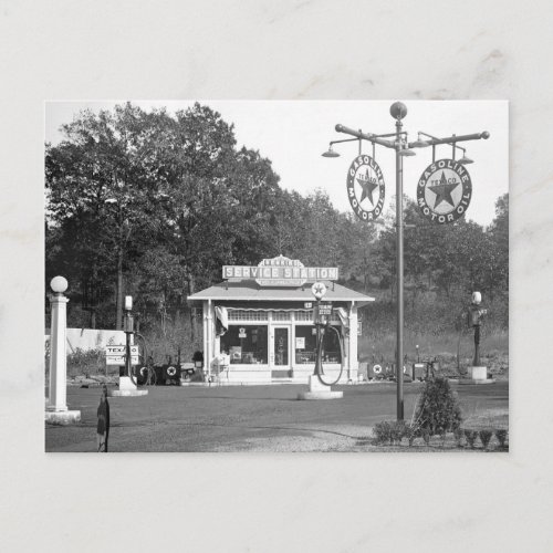 Old gas station 1925 postcard