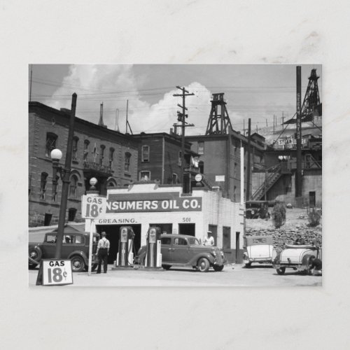 Old Gas Station 1930s Postcard