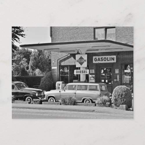 Old gas station postcard