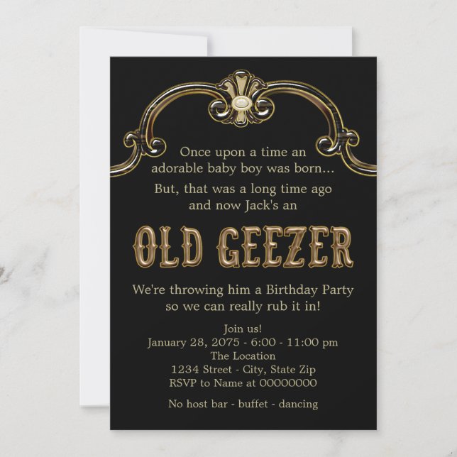 Old Geezer Birthday Party Invitation (Front)