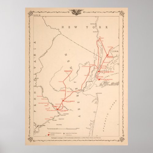 Old General Washington NJ Military Campaign Map  Poster