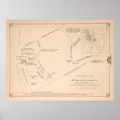 Old George Washington Boyhood Homestead Map 1932 Poster