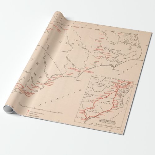 Old George Washington Carolinas Landmarks Map  Wrapping Paper