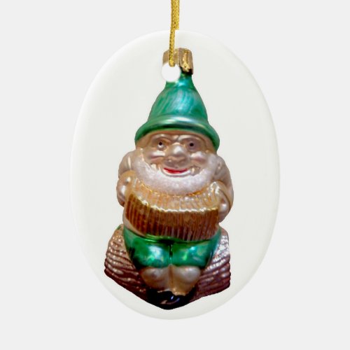 Old German Gnome Ceramic Ornament